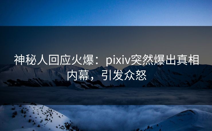 神秘人回应火爆：pixiv突然爆出真相内幕，引发众怒