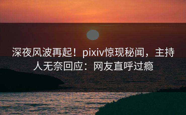 深夜风波再起！pixiv惊现秘闻，主持人无奈回应：网友直呼过瘾