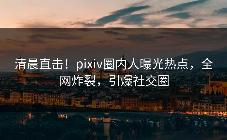 清晨直击！pixiv圈内人曝光热点，全网炸裂，引爆社交圈