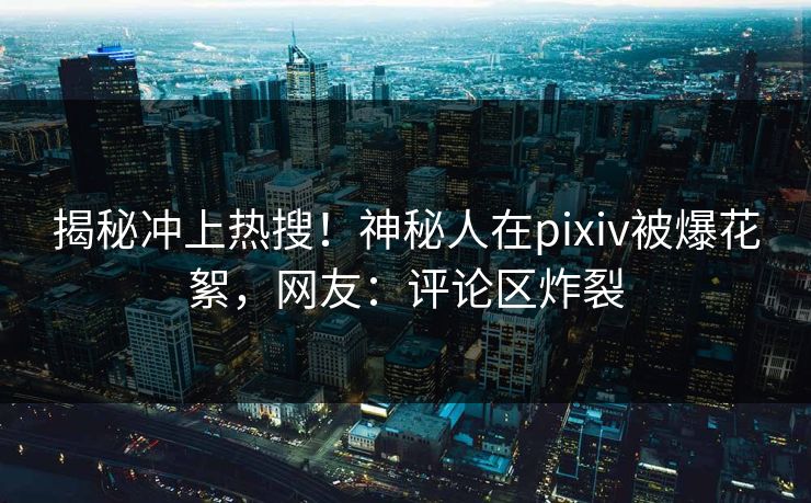 揭秘冲上热搜！神秘人在pixiv被爆花絮，网友：评论区炸裂