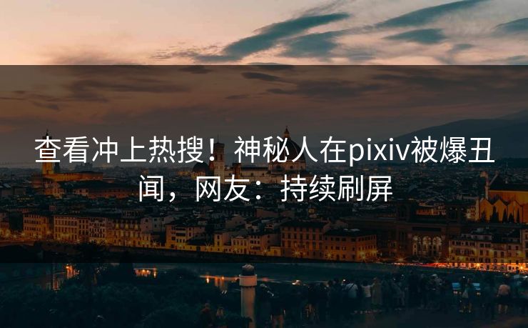查看冲上热搜！神秘人在pixiv被爆丑闻，网友：持续刷屏