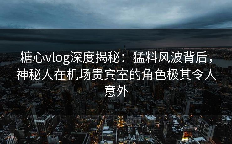 糖心vlog深度揭秘：猛料风波背后，神秘人在机场贵宾室的角色极其令人意外