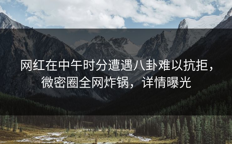 网红在中午时分遭遇八卦难以抗拒，微密圈全网炸锅，详情曝光