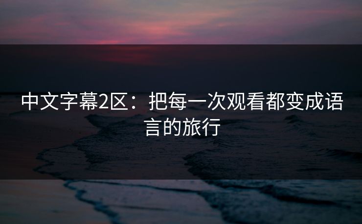 中文字幕2区：把每一次观看都变成语言的旅行