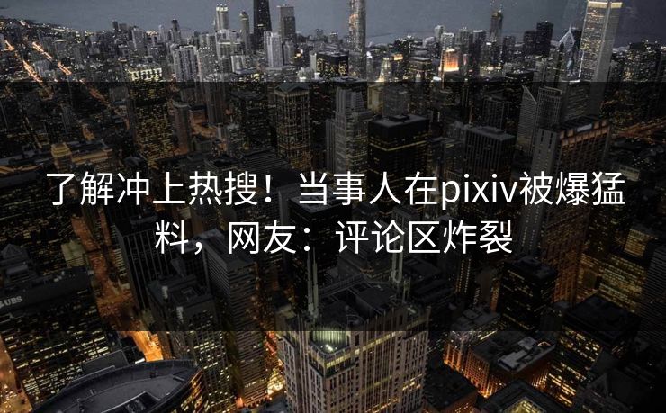 了解冲上热搜！当事人在pixiv被爆猛料，网友：评论区炸裂