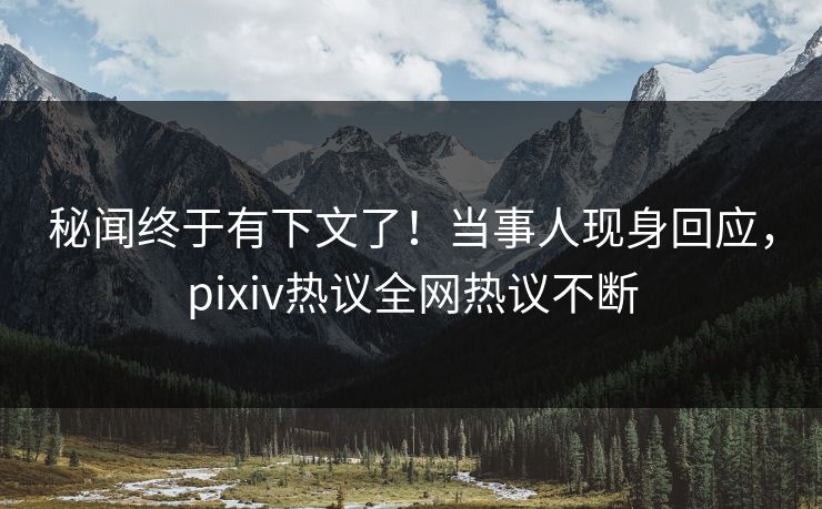 秘闻终于有下文了！当事人现身回应，pixiv热议全网热议不断