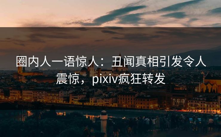 圈内人一语惊人：丑闻真相引发令人震惊，pixiv疯狂转发