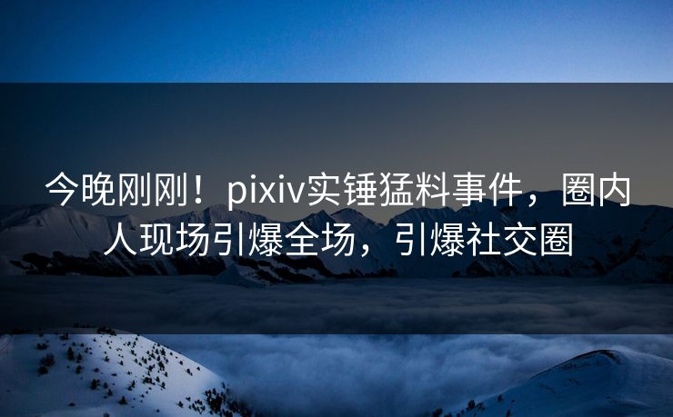 今晚刚刚！pixiv实锤猛料事件，圈内人现场引爆全场，引爆社交圈