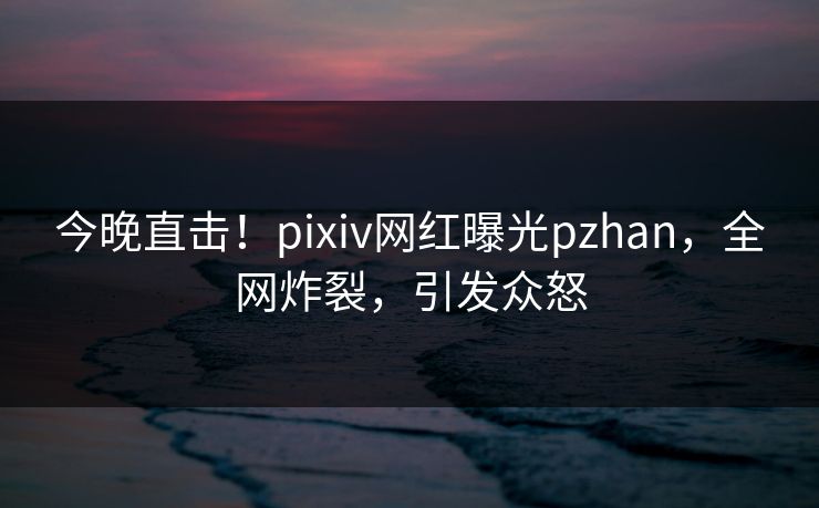 今晚直击！pixiv网红曝光pzhan，全网炸裂，引发众怒