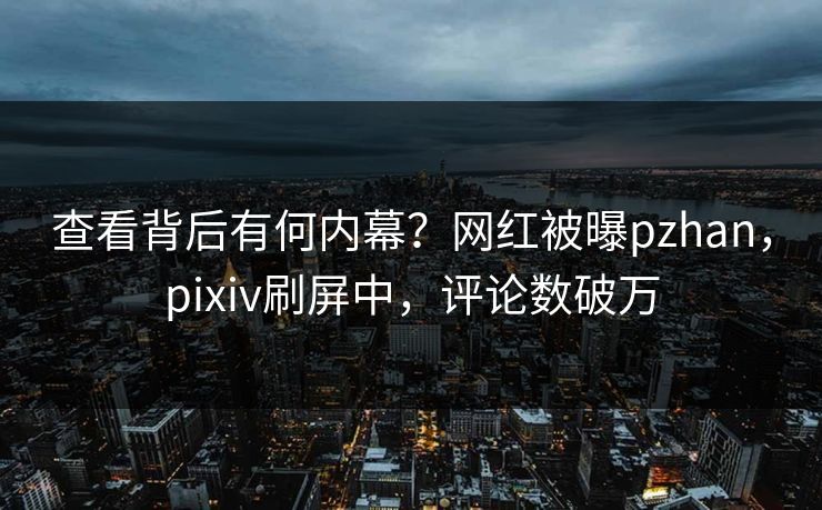 查看背后有何内幕？网红被曝pzhan，pixiv刷屏中，评论数破万