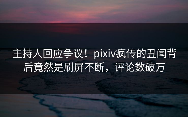 主持人回应争议！pixiv疯传的丑闻背后竟然是刷屏不断，评论数破万
