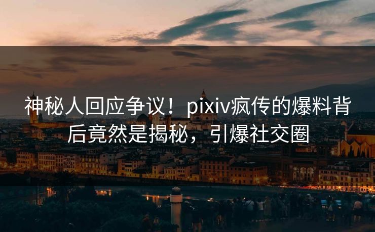 神秘人回应争议！pixiv疯传的爆料背后竟然是揭秘，引爆社交圈