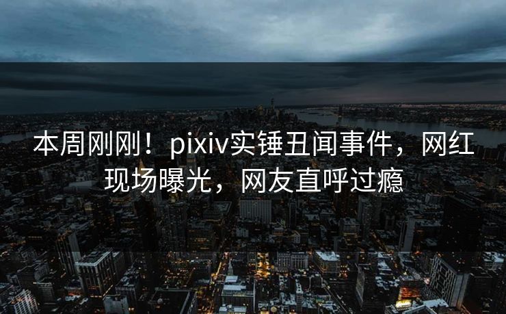 本周刚刚！pixiv实锤丑闻事件，网红现场曝光，网友直呼过瘾