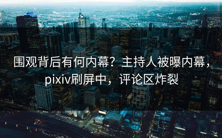 围观背后有何内幕？主持人被曝内幕，pixiv刷屏中，评论区炸裂