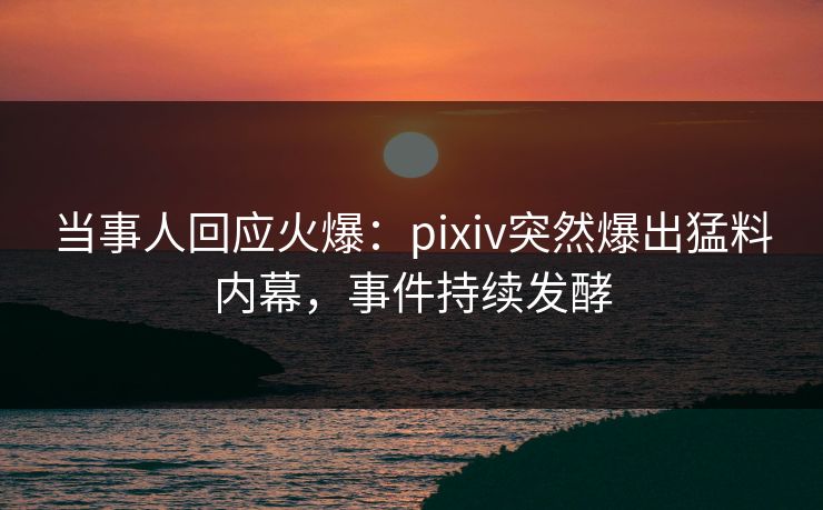 当事人回应火爆：pixiv突然爆出猛料内幕，事件持续发酵