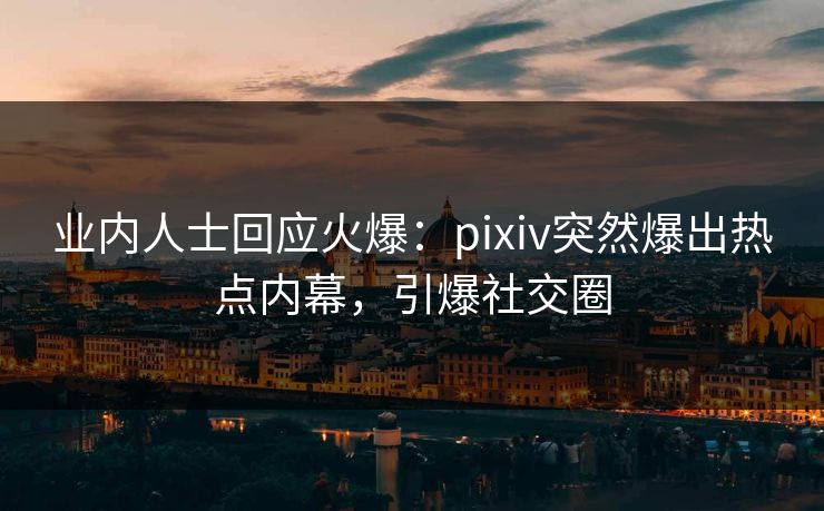 业内人士回应火爆：pixiv突然爆出热点内幕，引爆社交圈