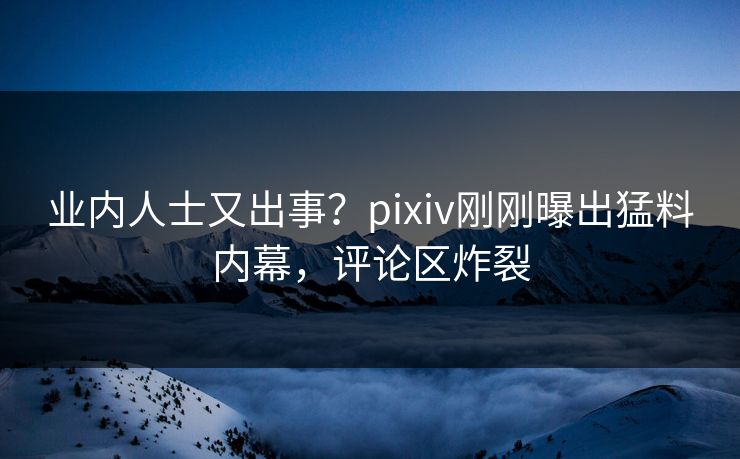 业内人士又出事？pixiv刚刚曝出猛料内幕，评论区炸裂