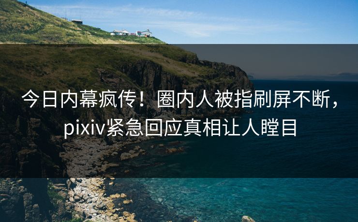 今日内幕疯传！圈内人被指刷屏不断，pixiv紧急回应真相让人瞠目