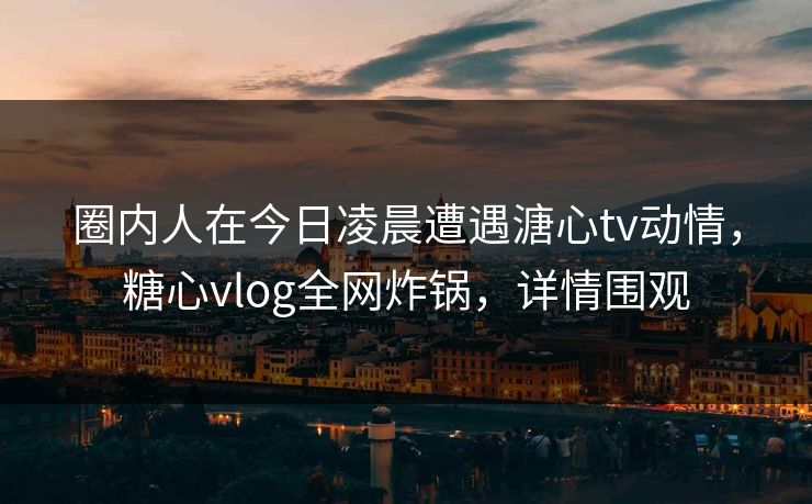 圈内人在今日凌晨遭遇溏心tv动情，糖心vlog全网炸锅，详情围观
