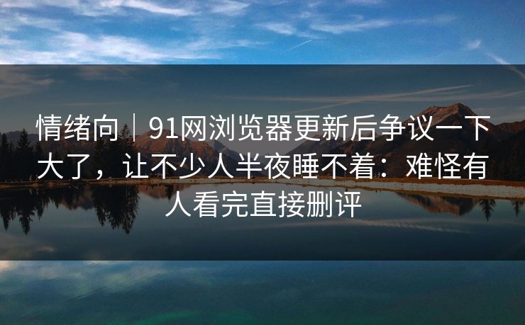 情绪向｜91网浏览器更新后争议一下大了，让不少人半夜睡不着：难怪有人看完直接删评